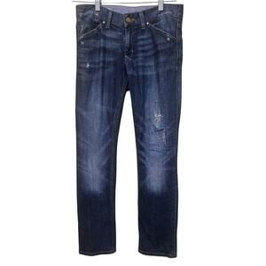 Gap 1969 Easy Straight Jeans Distressed Low Rise Women's Size 26/2 Casual